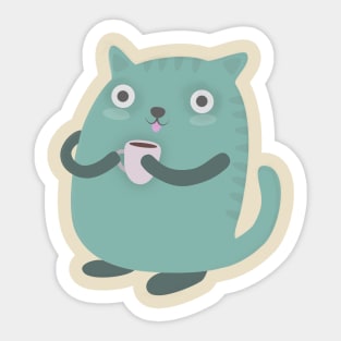 Cute Coffee Cat T-Shirt Sticker